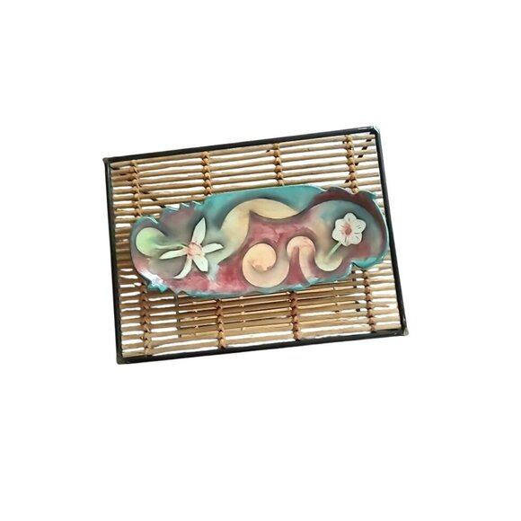 Pottery Harris Cies 2001 Tray 13 1/2'' Modern Abstract Art Studio Signed Flaws - Picture 2 of 11